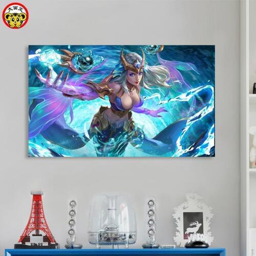 Painting by numbers art paint by number Big draw DIY League of Legends game figure painting Athena Zhao Yunxiao Qiao Xia Luo