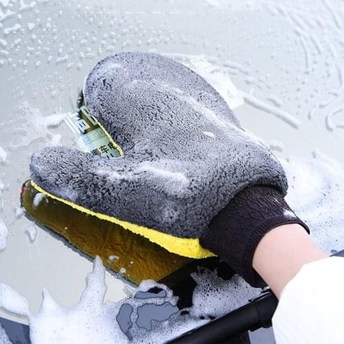 1 Pcs Coral Cashmere Car Wash Glove Auto Car Microfiber Cleaning Water Absorption Wash Tools Car Accessorie