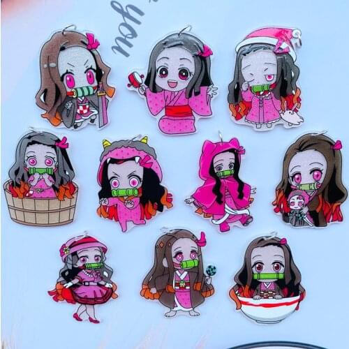 10 Cute Cartoon Bright Princess Series Acrylic Pendant Key Chain Pendant Necklace Pendant For DIY Decoration Accessories A09