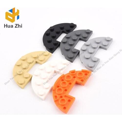 Building Blocks Parts 18646 10PCS Plate Round Half 3 x 6 with 1 x 2 Cutout LEGOING MOCS Education