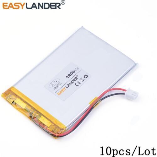 10pcs /Lot 3.7v lithium Li ion polymer rechargeable battery 2.54 1900mAh 385585 3.7V special offer polymer lithium battery