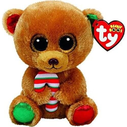 15CM 6 Inch Ty Beanie Big Eyes Bear Holding Candy Cute Plush Baby Toy Soft Stuffed Animal Doll Christmas Gift for Boys and Girls