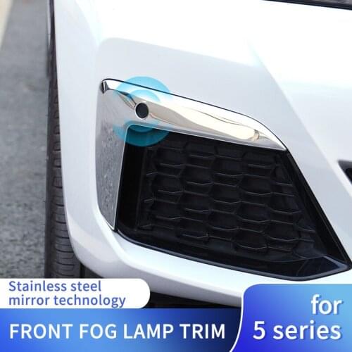 2pcs Front Fog Light Decorative Trim Car Sticker Lamp Cover Accessories for BMW 2018-in 2021 5Series G30 G38 Stainless Steel