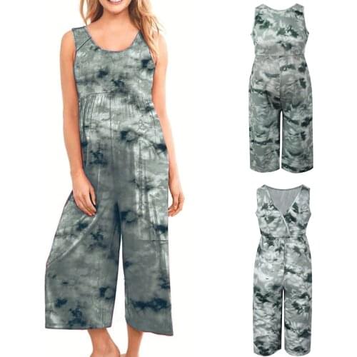 2021 Loose maternity Clothes Abstract Print One-piece casual Wide-leg Cropped Pregnancy pants pregnant Clothes для беременных