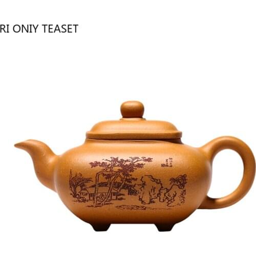 320ml Yixing Famous Purple Clay Teapots Square Shape Tea Pot Raw ore Section Mud Handmade Kettle Teaware Chinese Tea Ceremony