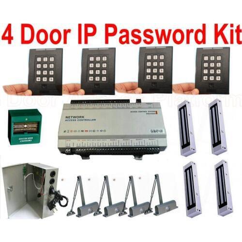 4 Door IP Panel with Keyboard remotely control, 4 Door access controller board with web interface+TCP/IP+UPS Power+Magnetic Lock