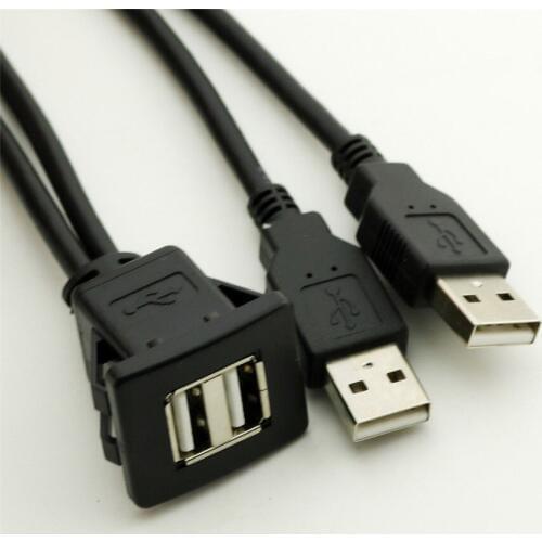 5x 3FT/6FT Car Dashboard Flush Mount Dual USB 2.0 A Socket Extension Lead Panel Connector Cable Cord