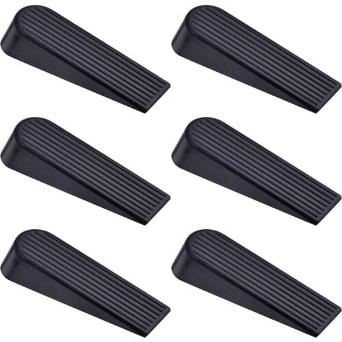 6 Pack Door Stop Wedges Black Rubber Door Stoppers for Home and Office
