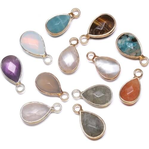 Drop-shaped Cut -plated Flash Labradorites Pendant Reiki Healing Natural Stone Amulet DIY Jewelry Gift Size 10x18mm