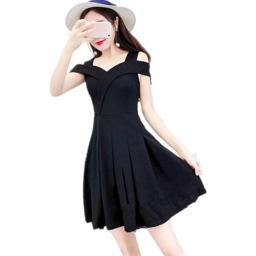 B3607 sexy summer 2020 new women fashion temperament shows thin v-neck and off-the-shoulder a-line dress cheap wholesale