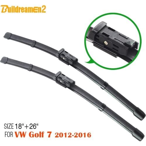 Buildreamen2 Frameless Car Soft Rubber Windshield Windscreen Wiper Blades 2Pcs For Volkswagen Golf 7 2012-2016