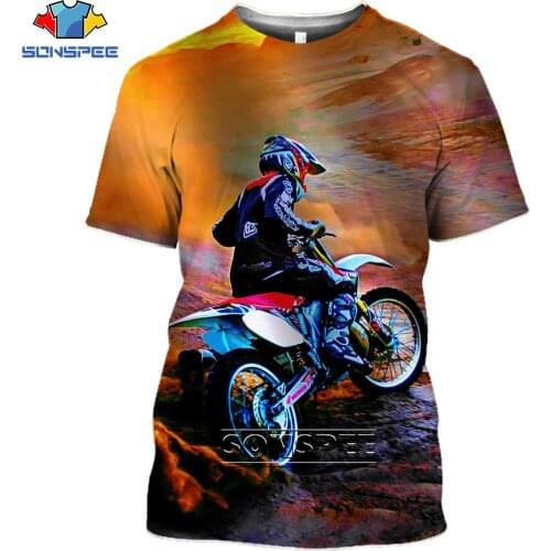 SONSPEE Summer Motocross Motorcycle Off-road Men Women 3D Print T-shirt Street Fashion Oversize Casual Short Sleeve O-Neck Top