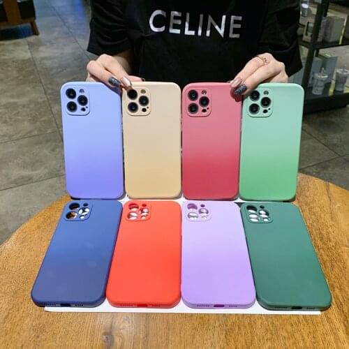 Gradient Colorful Phone Case For iPhone 11 12 11 Pro Max XR XS Max X 7 8 Plus 12 mini Original Liquid Silicone Phone Soft Cover