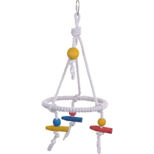 Toy Bird A Parrot Toy White Cotton Rope Circular Swing The White Circle Swing