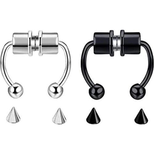 Fashion Unisex Nose Ring Reusable Alloy Fake Magnetic Horseshoe Non Piercing Hoop for Party Bars Birthday Wedding Gifts