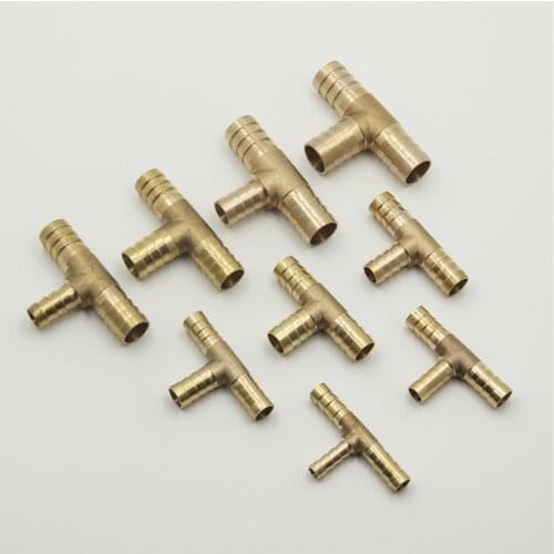 Brass Pagoda Barb Pipe Fittings Equal / Variable Diameter 3 Way T-type 4mm 5mm 6mm 8mm 10mm 12mm 14mm 16mm Oil / Water / Gas