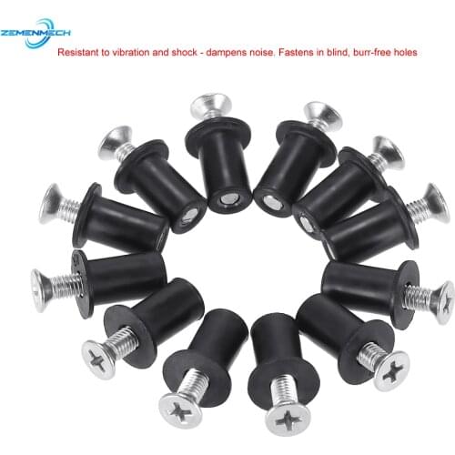 M5 Rubber Well Nuts With Screw Blind Fastener Motorcycle Windscreen Windshield Rivet Kayak Canoe Boat Marine Dinghy Accessories