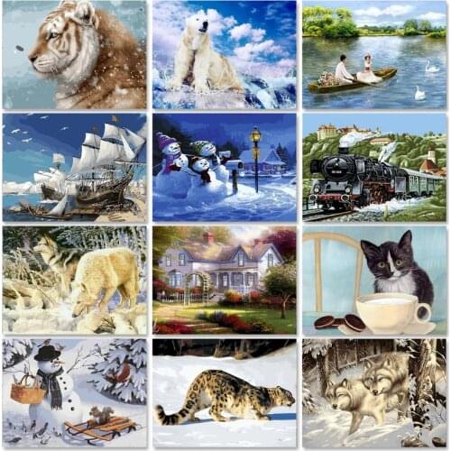 SDOYUNO 60x75cm Paint By Numbers Animals Leopard DIY Set of Acrylic Paint For Painting By Numbers On Canvas Tiger Home Decor