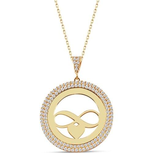 Name Post Infinity & Heart Double Row Cubic Zirconia Silver Plate Necklace DN180