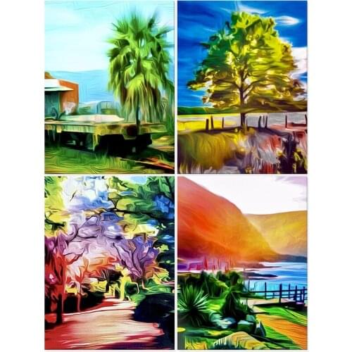 PhotoCustom Oil Painting By Numbers Kits Abstract Scenery DIY Paint By Numbers On Canvas Landscape 60x75cm Number Painting Decor