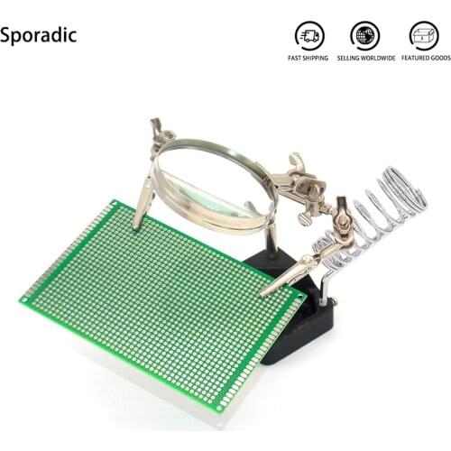 Soldering iron stand Welding Magnifier Glass With 5 Times lens Auxiliary Clip Loupe Desktop Hand Soldering iron Repair Tools