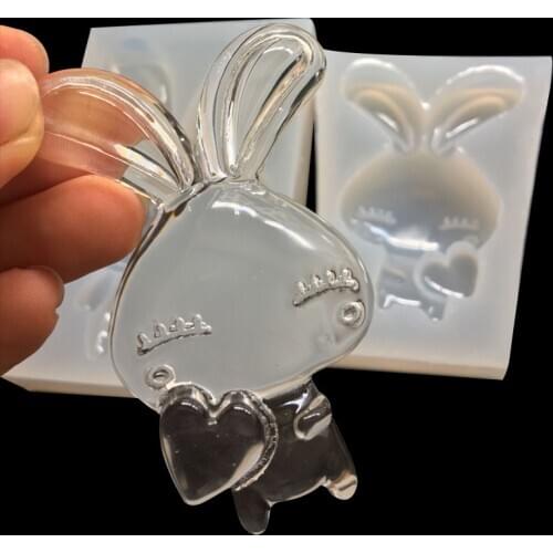 Full Mirror DIY Cell Phone Shell Accessories Pendant Silicone Mold Clay Lovely Rabbit