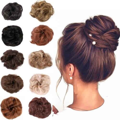 Full Star Messy Hair Bun Chignon Fake Rose Hair Band Afro Braid Elastic Hairpiece Tail For Women Synthetic Wrap Curly Ponytail