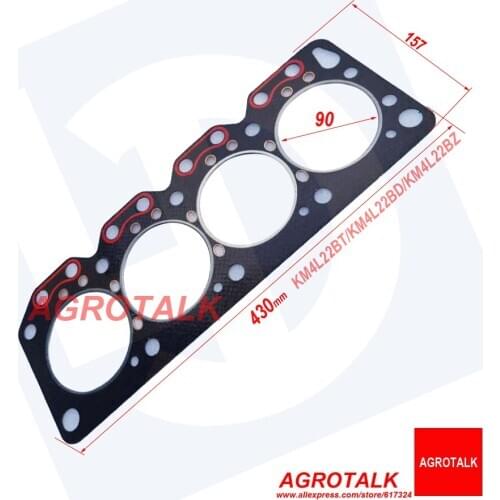 Cylinder head gasket for Laidong KM4L22T / KM4L22BT / KM4L22BD / KM4L22BZ engine, part number: 4L22-01002-1
