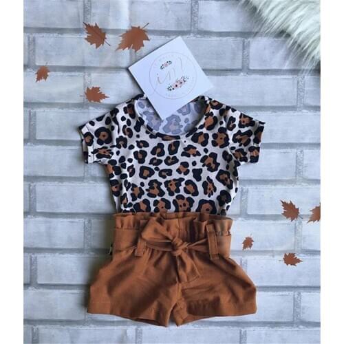 Pudcoco Toddler Kid Baby Girl Clothes Leopard Print T-shirt Top+Short Pants Outfit Baby Summer Clothing 2pcs 0-4T