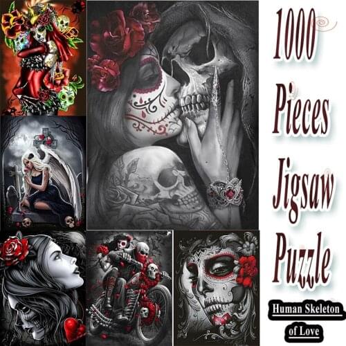 1000 Pieces Wooden Jigsaw Puzzle Toy of The Human Seleton of Loves Picture for Halloween Day DIY Personal Customized Puzzle