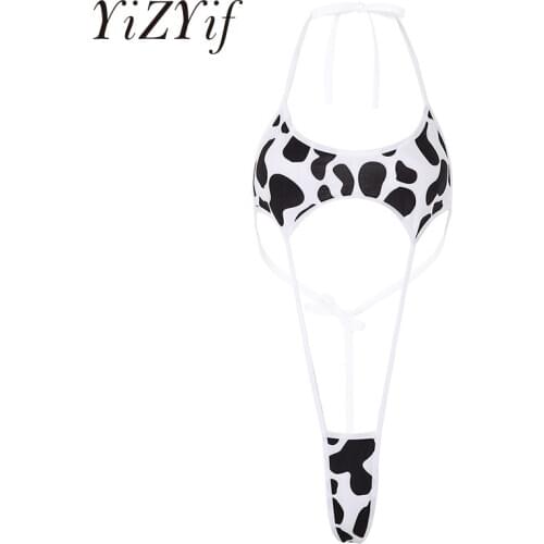 Sexy Bikini Women One-piece Erotic Lingerie Halter Neck Backless Adjustable G-string Slingshot Bikini Thong Bodysuit Nightwear