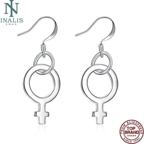 INALIS Simple Double Loop Drop Earrings For Women White Minimalism Female Copper Earring Anniversary Fashion Jewelry Hot Sale