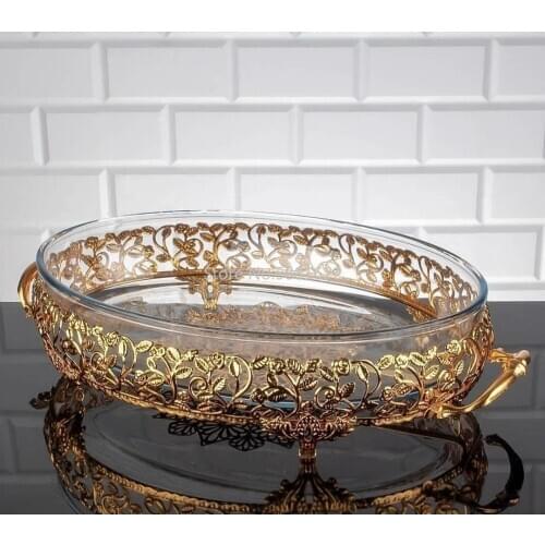 Service Tray Hurrem Style Plate Cake Bell Jar Glass Cookie Macaron Sweet Dessert Serving Tray