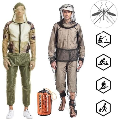 Fishing Clothes Mesh Hooded Mosquito-proof Repellent Suit Insect-proof Clothing Set Camping Hiking Anti-mosquito Bite Clothes