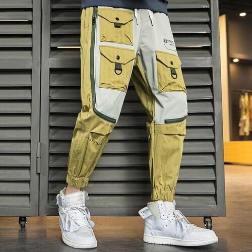 Spring Autumn 2020 New Student Loose Harem Pants Men Korean version Fashion Multi-pocket Casual Trousers Cargo Pants Plus Size