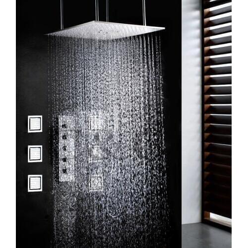 Swash And Rainfall Bath Bathroom Set 20 Inch Two Functions Shower Head With Large Water Flow Shower Faucet Valve