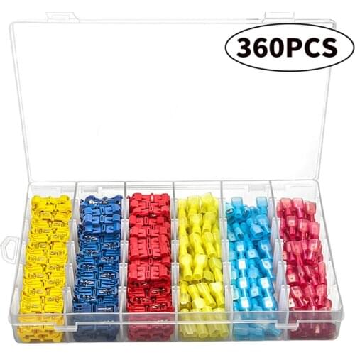 T-Tap Wire Connectors, Self-Stripping Quick Splice Electrical Wire Terminals, Insulated Male Quick Disconnect Spade Terminals