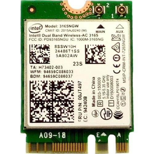 Intel 3165 2x2AC+BT4.0 PCIE M.2 WiFi Card For Lenovo Thinkpad E460 E560 B71 Yoga 310-11IAP Series FRU FRU:00JT497 SW10H24486
