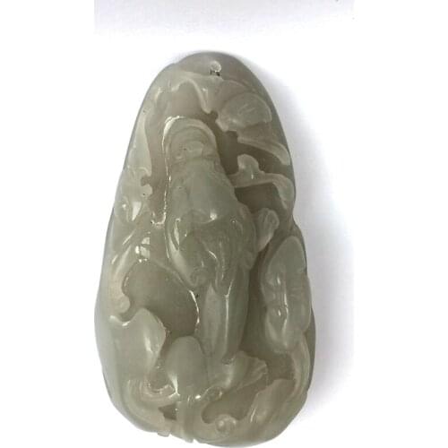 YIZHU CULTUER ART Certificate Collection China Xinjiang Hetian Jade Carving Gecko Dragon Pendant Decoration