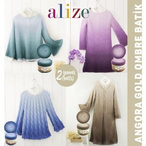 Alize Angora Gold Ombre Batik Yarn Cotton Sweater shawl cardigan dress knitting yarn premium cotton 150 gr 825 m %20 wool