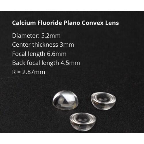 1PC 5.2mm Calcium Fluoride Focal Length 6.6mm Plano Convex Lens DIY Spectrometer Windows Thermal Imaging System Laser Lentes