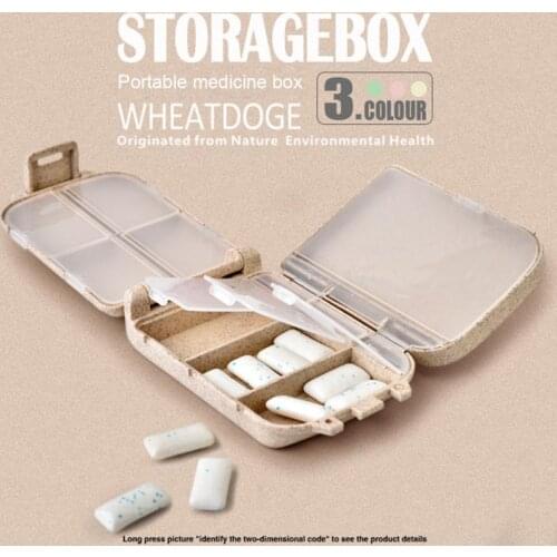 1pc Wheat Fiber Double-grade Drug Box Portable foldable Pill Case 8 Slots Seal Pill Box Environmental protection