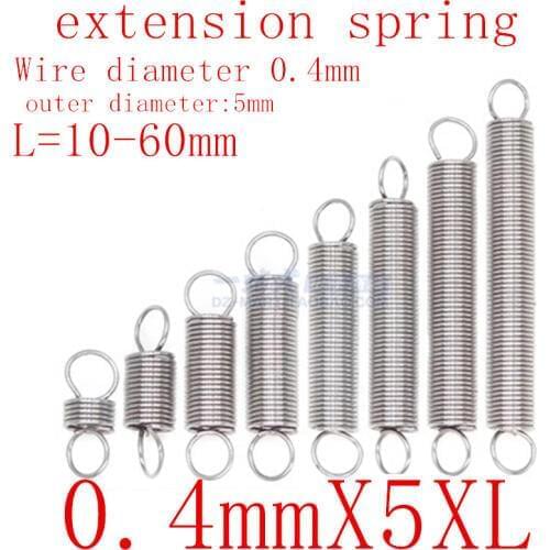 10Pcs 304 Stainless Steel Dual Hook Small Tension Spring Hardware Accessories Wire Dia 0.4mm Outer Dia 5mm Length 15-50mm