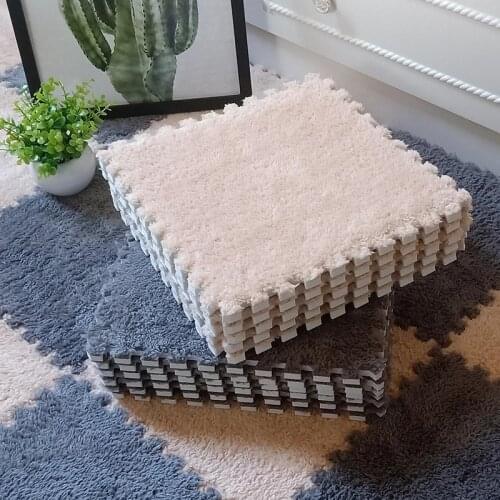 10Pcs Soft Plush Baby Mat EVA Foam Puzzles Baby Play Mat Childrens Rugs for Room Warm Baby Toys Interlocking Rugs Infant Carpet