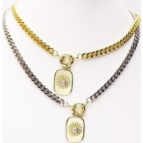 10 Pcs Rectangle solar pendant jewelry necklace Hip Pop jewelry accessories for women necklace for women New design 7350