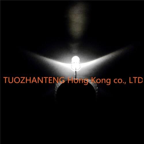 100Pcs/pack 5mm LED Light White Ultra-Bright 15000MCD Lamp Diodes