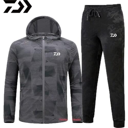 2021 Summer Autumn DAIWA Fishing Clothing Windproof Ice Silk Man Outdoor Fishing Jackets Camouflage DAWA Fishing Suits