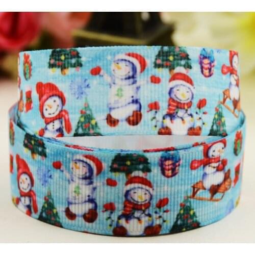 22mm 25mm 38mm 75mm Ruban satin snowman printed Grosgrain Ribbon Hair Accessories party decoration 10 Yards X-02531
