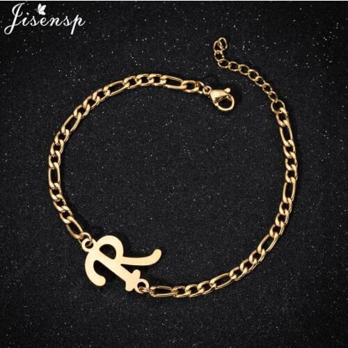 Personalize Stainless Steel Bracelet Fashion A-Z 26 Letters Alphabet Charm Bracelets Bangles for Women Men Jewelry Pulseiras