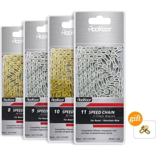 Bicycle Chain 6 7 8 9 10 11 Titanium Plated TI Gold Silver Mountain Road Bike MTB Chains Part 116 Links
